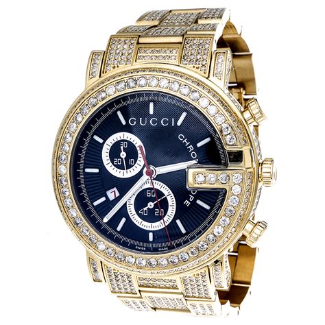 gucci gold watches mens|men's gucci watch diamond bezel.